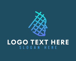 High Tech - Geometric Blue Head logo design