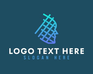 Geometric Blue Head  Logo