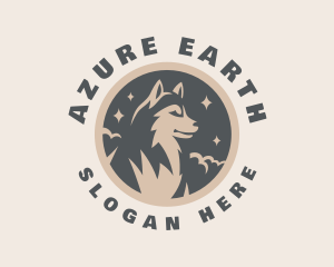 Starry Night Moon Wolf logo design