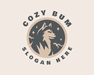 Starry Night Moon Wolf logo design