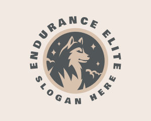 Starry Night Moon Wolf logo design