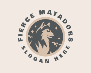 Starry Night Moon Wolf logo design