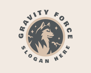 Starry Night Moon Wolf logo design