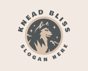 Starry Night Moon Wolf logo design