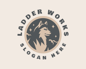 Starry Night Moon Wolf logo design