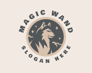 Starry Night Moon Wolf logo design