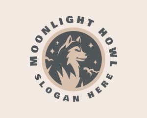 Werewolf - Starry Night Moon Wolf logo design