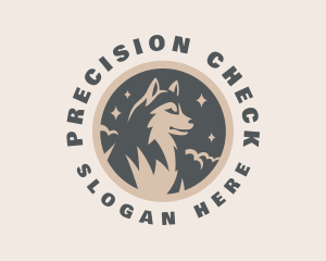 Starry Night Moon Wolf logo design