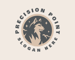 Starry Night Moon Wolf logo design