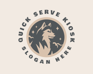 Starry Night Moon Wolf logo design