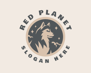 Starry Night Moon Wolf logo design