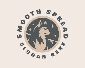 Starry Night Moon Wolf logo design