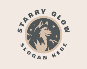 Starry Night Moon Wolf logo design