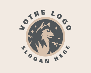 Wolf - Starry Night Moon Wolf logo design