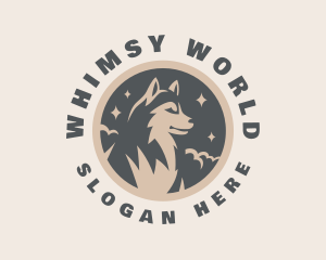 Starry Night Moon Wolf logo design