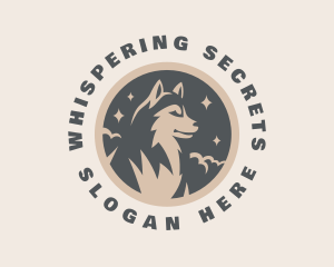 Starry Night Moon Wolf logo design