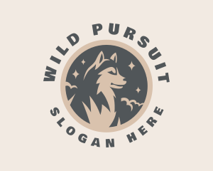 Starry Night Moon Wolf logo design