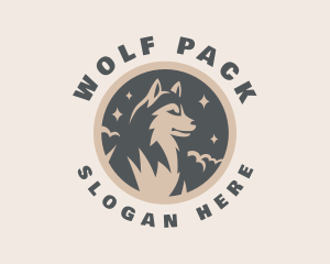 Wolf - Starry Night Moon Wolf logo design