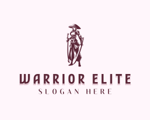 Female Sword Warrior logo design