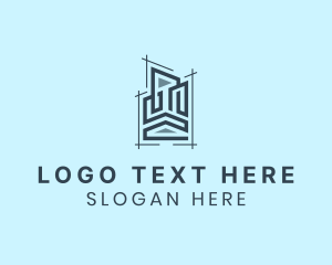 Engineer - Abstract Building Plan logo design