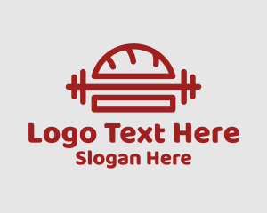 Bodybuilder - Burger Dumbbell Weights logo design