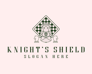 Knight - Queen Knight Chessboard logo design