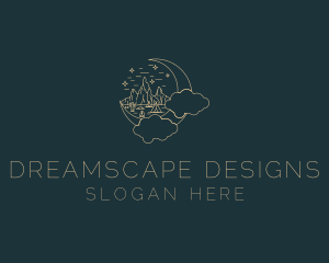 Fictional - Monoline Moon Dream logo design