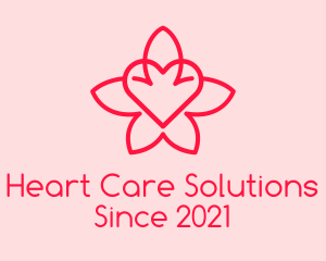 Red Flower Heart  logo design