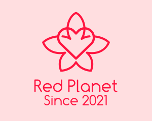 Red Flower Heart  logo design