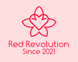 Red Flower Heart  logo design