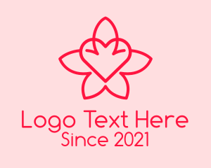 Floral Shop - Red Flower Heart logo design
