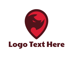 Location Pin - Red Rhino Pin logo design