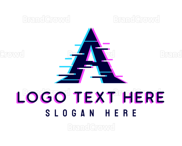 Digital Glitch Letter A Logo