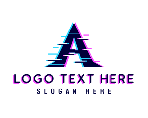 Digital Glitch Letter A  logo design