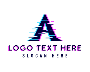 Stream - Digital Glitch Letter A logo design
