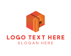 Geometric - Orange 3D Letter P logo design