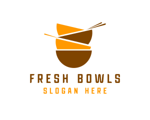 Bowls - Asian Bowls Chopsticks logo design