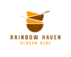 Asian Bowls Chopsticks logo design