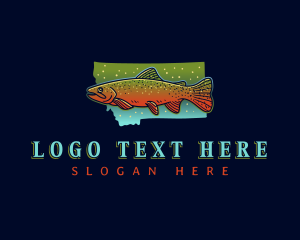 Ponderosa Pine - Montana Trout Fish logo design