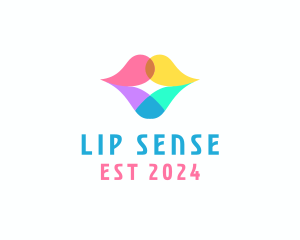 Colorful Lips Kiss logo design