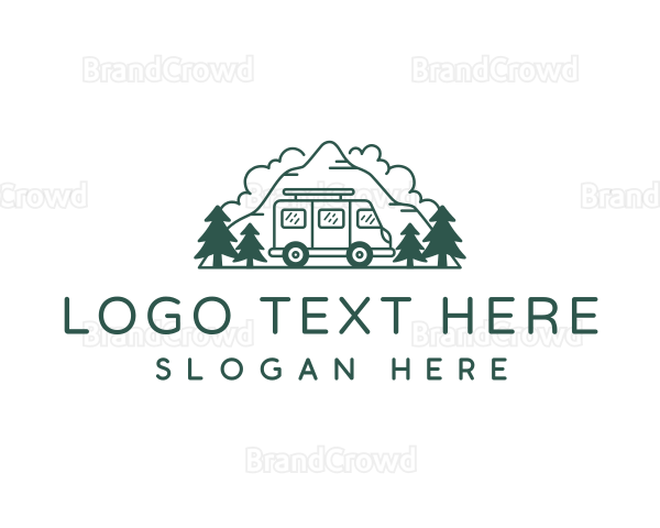 Camper Van Mountain Travel Logo