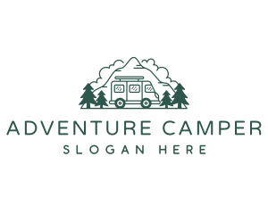 Camper Van Mountain Travel logo design