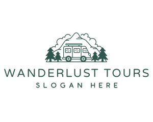 Camper Van Mountain Travel logo design