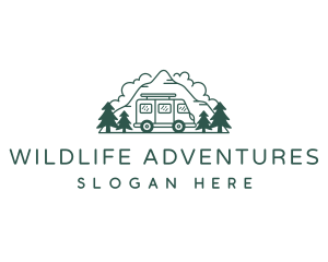 Camper Van Mountain Travel logo design