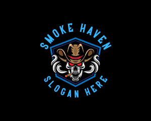 Skull Hat Smoking logo design