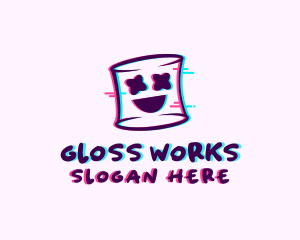 Marshmallow Face Glitch logo design