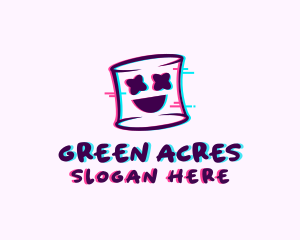 Marshmallow Face Glitch logo design