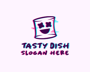 Marshmallow Face Glitch logo design