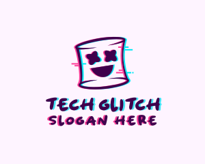 Glitch - Marshmallow Face Glitch logo design
