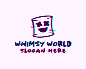 Marshmallow Face Glitch logo design